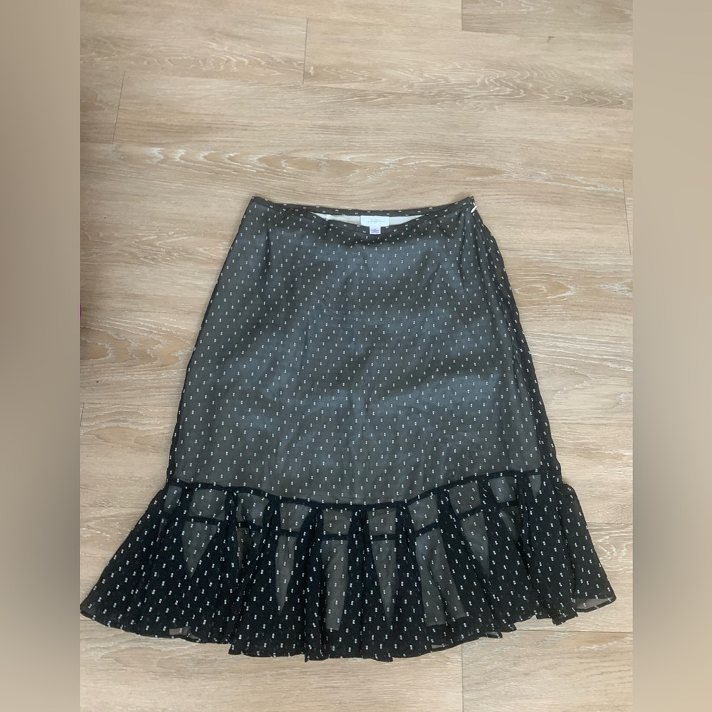Ann Taylor Black Skirt with White Dots Size 10